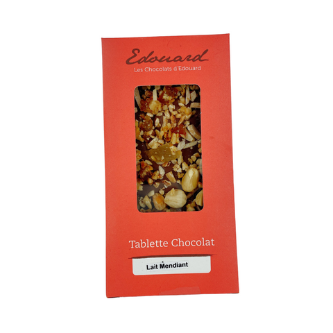 Tablette chocolat lait mendiants 100gr